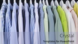  Presentation with blue formal - Audience pleasing theme consisting of fashion-formal-business-suit-jacket backdrop and a light blue colored foreground