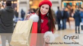  Presentation with gallery - Slide deck featuring fashion gallery - portrait of cheerful elegant woman background and a soft green colored foreground