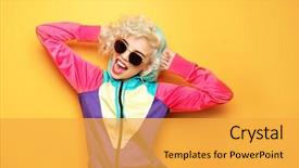  Presentation with sportswear - Cool new PPT theme with fashion girl in sportswear backdrop and a yellow colored foreground