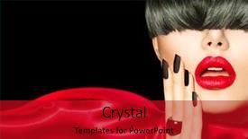  Presentation with sexy girl - PPT theme featuring fashion girl with trendy hair background and a crimson colored foreground