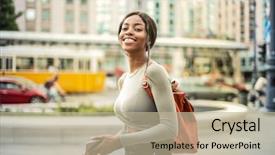  Presentation with urban - Audience pleasing presentation theme consisting of fashion girls - smiling urban girl backdrop and a mint green colored foreground