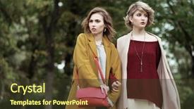  Presentation with autumn - PPT theme having fashion girls in the autumn background and a tawny brown colored foreground