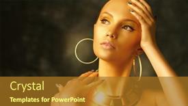  Presentation with dark skin - Slides with fashion-gold-jewelry-portrait background and a gold colored foreground