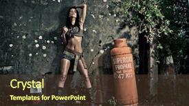  Presentation with sexy - Audience pleasing slides consisting of fashion industry - gritty dramatic portrait backdrop and a tawny brown colored foreground