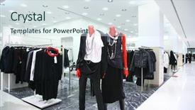  Presentation with clothes shop - PPT theme featuring fashion industry - mannequins in clothes shop background and a sky blue colored foreground