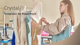  Presentation with design fashion - Slides featuring fashion-industry-a-young-stylish background and a soft green colored foreground