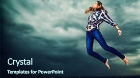  Presentation with young athletes box jumping - Colorful presentation theme enhanced with fashion jeans - beautiful young woman jumping backdrop and a navy blue colored foreground