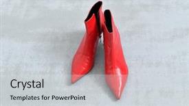  Presentation with leather shoes - Presentation theme having fashion leather womens red boots background and a light gray colored foreground