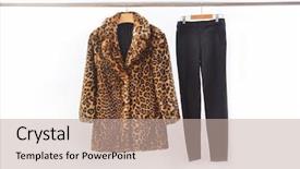 Presentation with jeans - Audience pleasing slides consisting of fashion leopard coat with jeans backdrop and a  colored foreground