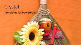  Presentation with fashion - Audience pleasing presentation theme consisting of fashion maganize - amulet broom success on wooden backdrop and a  colored foreground