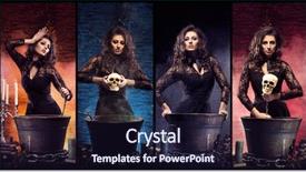  Presentation with witchcraft - Amazing slide set having fashion maganize - beautiful female magician making witchcraft backdrop and a wine colored foreground