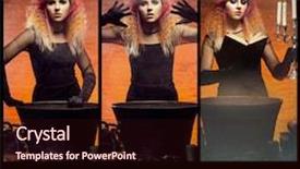  Presentation with witchcraft - Slide deck with fashion maganize - beautiful female magician making witchcraft background and a wine colored foreground
