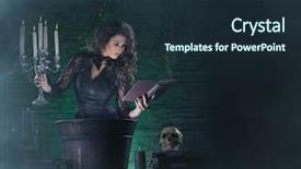  Presentation with witchcraft - Colorful presentation design enhanced with fashion maganize - beautiful witch making the witchcraft backdrop and a  colored foreground