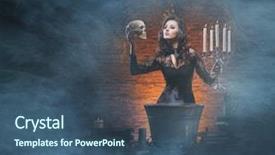  Presentation with witchcraft - Beautiful PPT theme featuring fashion maganize - beautiful witch making the witchcraft backdrop and a  colored foreground