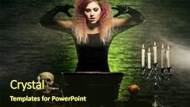  Presentation with witchcraft - Slide deck enhanced with fashion maganize - beautiful witch making the witchcraft background and a  colored foreground