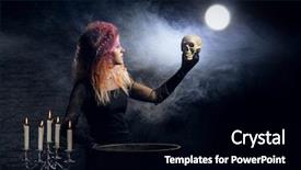  Presentation with witchcraft - Slides with fashion maganize - beautiful witch making the witchcraft background and a  colored foreground
