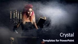  Presentation with witchcraft - Cool new slides with fashion maganize - beautiful witch making the witchcraft backdrop and a wine colored foreground