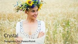  Presentation with embroidery - Amazing PPT theme having fashion maganize - ukrainian girl in a beautiful backdrop and a soft green colored foreground