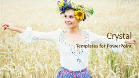  Presentation with embroidery - Beautiful presentation theme featuring fashion maganize - ukrainian girl in a beautiful backdrop and a lemonade colored foreground