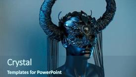  Presentation with dark - Presentation design having fashion maganize - witch black dress with helmet background and a ocean colored foreground