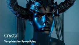  Presentation with dark - Presentation featuring fashion maganize - witch black dress with helmet background and a ocean colored foreground