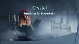  Presentation with conjuring - PPT theme with fashion maganize - witch conjuring over the smoky background and a tawny brown colored foreground