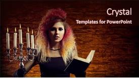  Presentation with witchcraft - Beautiful slide deck featuring fashion maganize - young and beautiful witch making backdrop and a wine colored foreground
