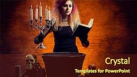  Presentation with witchcraft - Beautiful PPT theme featuring fashion maganize - young and beautiful witch making backdrop and a  colored foreground