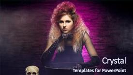 Presentation with crime halloween concept blood dripping - Colorful slide deck enhanced with fashion maganize - young and beautiful witch backdrop and a wine colored foreground