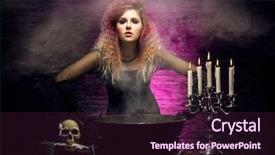  Presentation with halloween - PPT theme enhanced with fashion maganize - young and beautiful witch background and a wine colored foreground