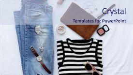  Presentation with clothing - Amazing PPT theme having fashion magazine - trendy women clothing set backdrop and a sky blue colored foreground