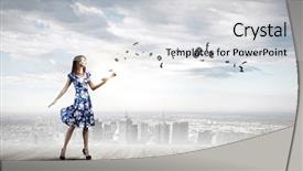  Presentation with elegant - Slide set featuring fashion magazine - young elegant lady in blue background and a light gray colored foreground