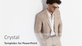  Presentation with hands down - Presentation theme featuring fashion-man-with-open-collar background and a white colored foreground