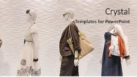  Presentation with boutique - PPT theme with fashion mannequins in window background and a soft green colored foreground