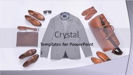  Presentation with fashion accessories - PPT theme featuring fashion-men-s-striped-suit background and a  colored foreground