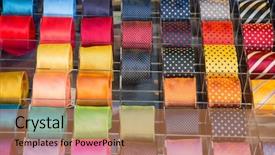  Presentation with debut men - PPT theme with fashion mens wear design - colorful tie collection background and a  colored foreground