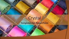  Presentation with tie - Audience pleasing PPT theme consisting of fashion mens wear design - colorful tie collection backdrop and a gold colored foreground