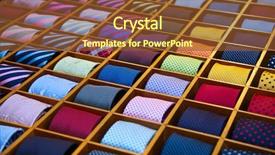  Presentation with tie - Cool new slide deck with fashion mens wear design - colorful tie collection backdrop and a tawny brown colored foreground