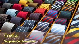  Presentation with tie - Theme featuring fashion mens wear design - colorful tie collection background and a tawny brown colored foreground