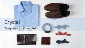  Presentation with clothes - Presentation theme consisting of fashion mens wear design - set of male stylish clothes background and a light blue colored foreground