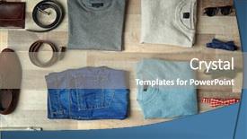  Presentation with clothes - Cool new slide set with fashion mens wear design - set of stylish male clothes backdrop and a coral colored foreground