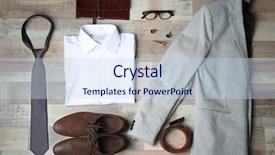  Presentation with clothing wooden clothes hanger object - PPT theme consisting of fashion mens wear design - set of stylish male clothes background and a sky blue colored foreground