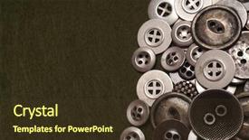  Presentation with green fashion - Cool new PPT theme with fashion metal button on green backdrop and a tawny brown colored foreground