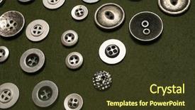  Presentation with green fashion - Slides enhanced with fashion metal button on green background and a tawny brown colored foreground