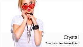  Presentation with girl model - Cool new PPT theme with fashion model girl isolated backdrop and a white colored foreground