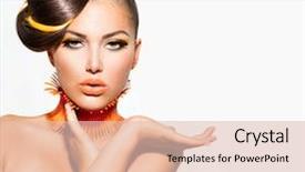  Presentation with girl model - Cool new presentation theme with fashion model girl portrait backdrop and a lemonade colored foreground