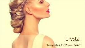  Presentation with glamour - Slide deck enhanced with fashion model girl portrait with updo hair style beautiful bride with fashion wedding hairstyle beauty woman with modern hairstyle and perfect glamour make up blonde hair beautiful blond lady background and a white colored foreground