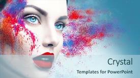  Presentation with color powder - Theme having fashion model girl portrait background and a sky blue colored foreground