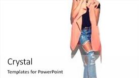  Presentation with makeup fashion model applying lipstick - Cool new presentation design with fashion model girl wearing sunglasses backdrop and a white colored foreground