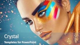  Presentation with girl model - PPT theme with fashion model girl with colored background and a teal colored foreground